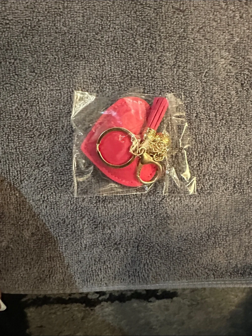Pink Heart Keychain Charm - Sparkling Pink Heart Accessory
